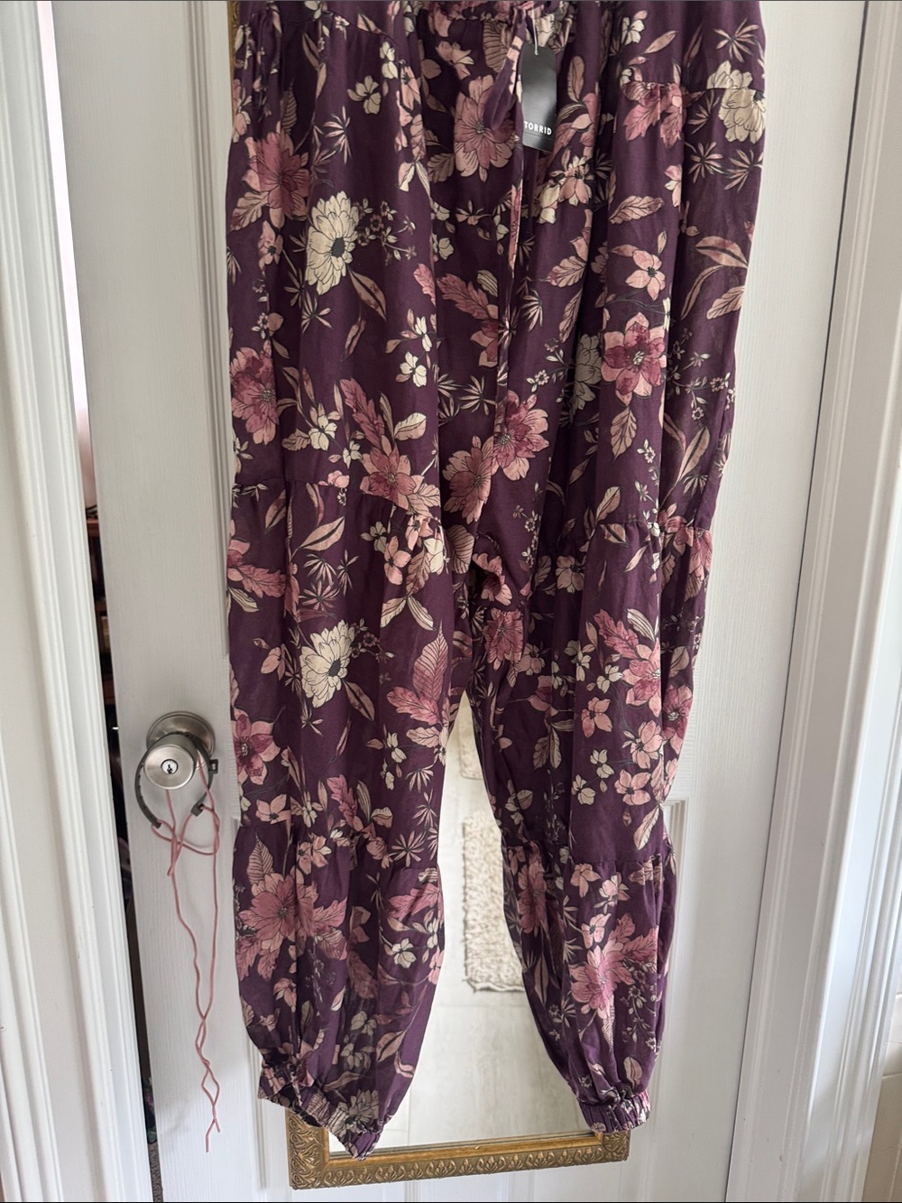 Women’s Floral Track Joggers - Plum Floral